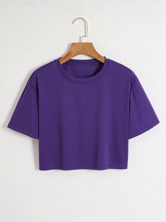 クロップドTシャツ レディース 半袖 無地 ショート丈 トップス カジュアル 韓国風 春夏