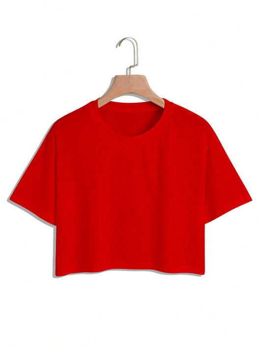 ミニ丈Tシャツ レディース 半袖 無地 ショートトップス 韓国ファッション