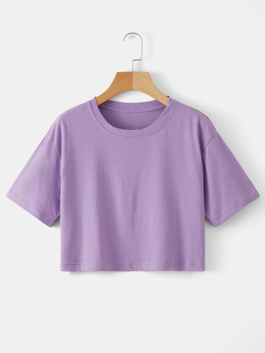 ショート丈Tシャツ レディース 無地 半袖 カジュアル ミニ丈 春夏 韓国風